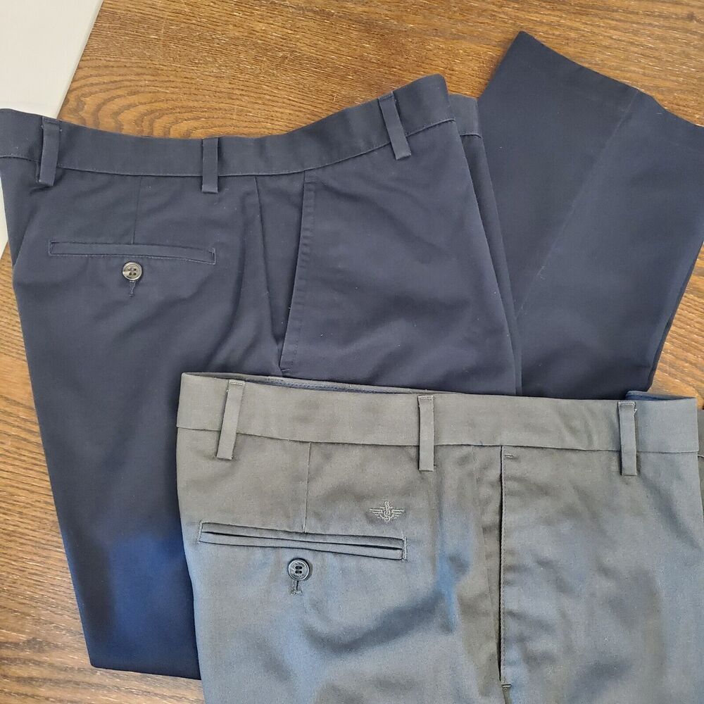 Dockers Men’s Khakis 2-Pair 36x30 Gray & Blue (1 Wing &‎ Anchor)